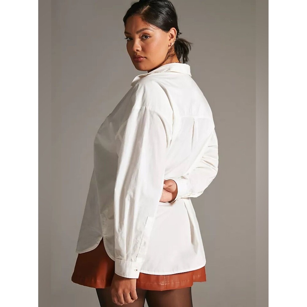 Pilcro Natural White Oversized Cotton Shirt Sz XL Closet Staple Minimalist Chic - Picture 11 of 14